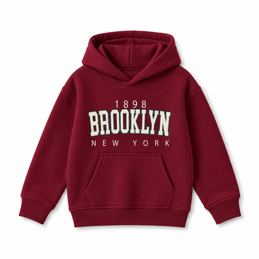 Burgundy Brooklyn kids hoodie